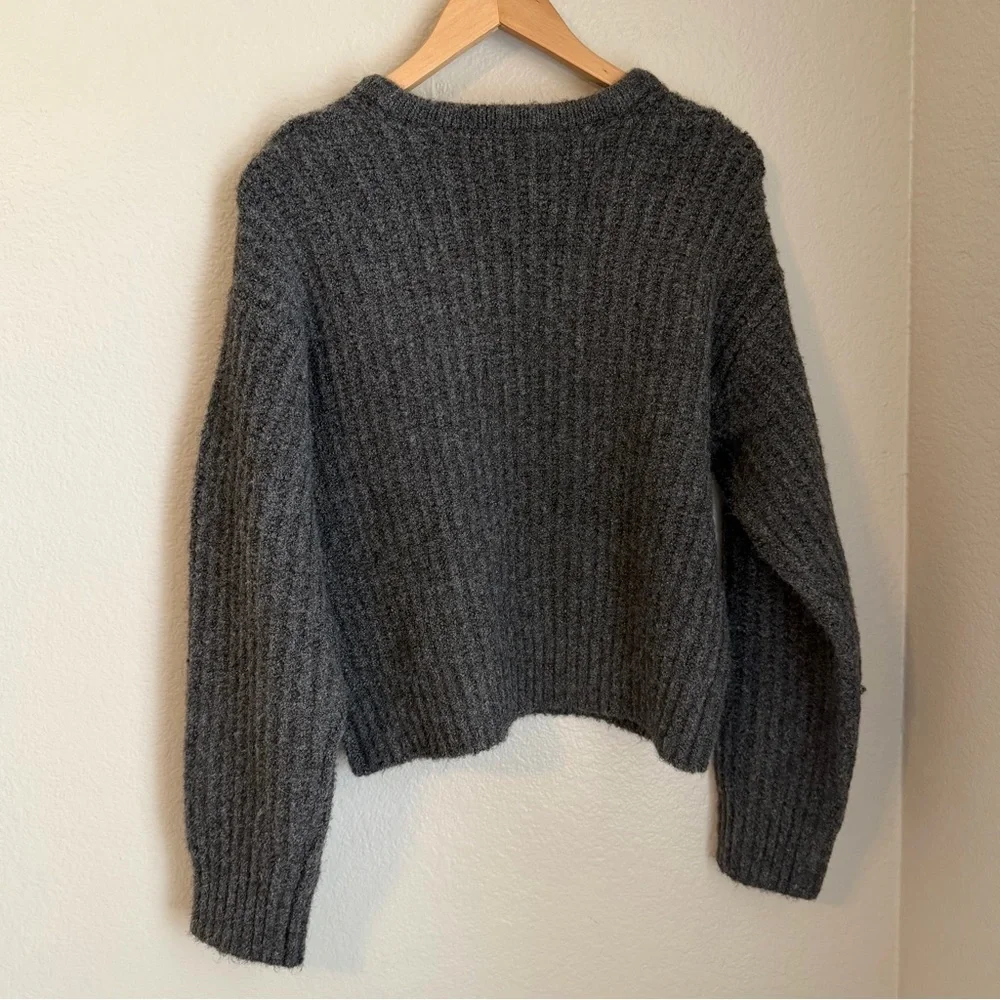 NWT, Self Contrast x Anthropologie Chunky Cozy Dark Gray Sweater, Size Large - Picture 5 of 7